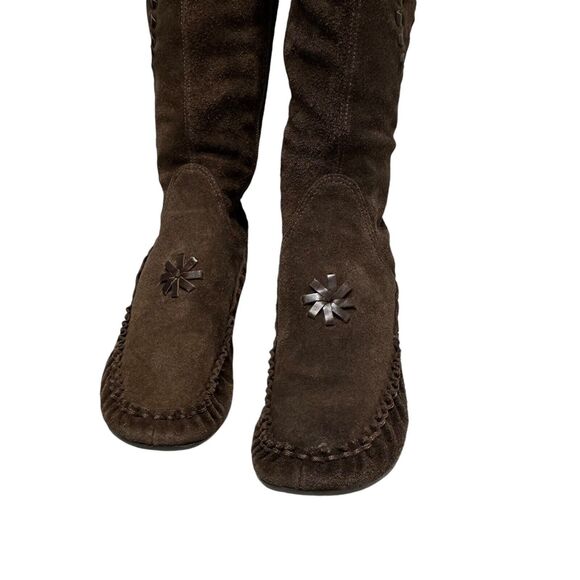 Vintage Boho Boots Size Narrow 36 (5.5/6) Brown Fringe Leather Suede Boots *flaw - Picture 3 of 16